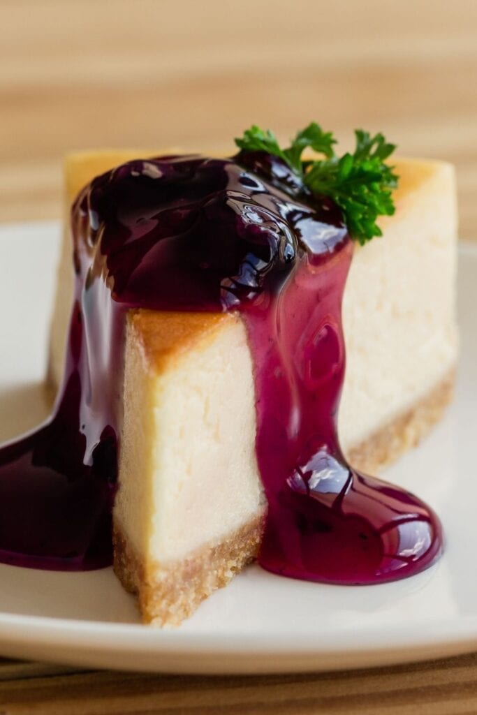 New York Cheesecake with Blueberry Sauce