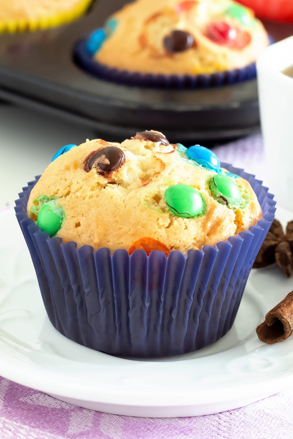 Pancake Muffins with Chocolate Candies