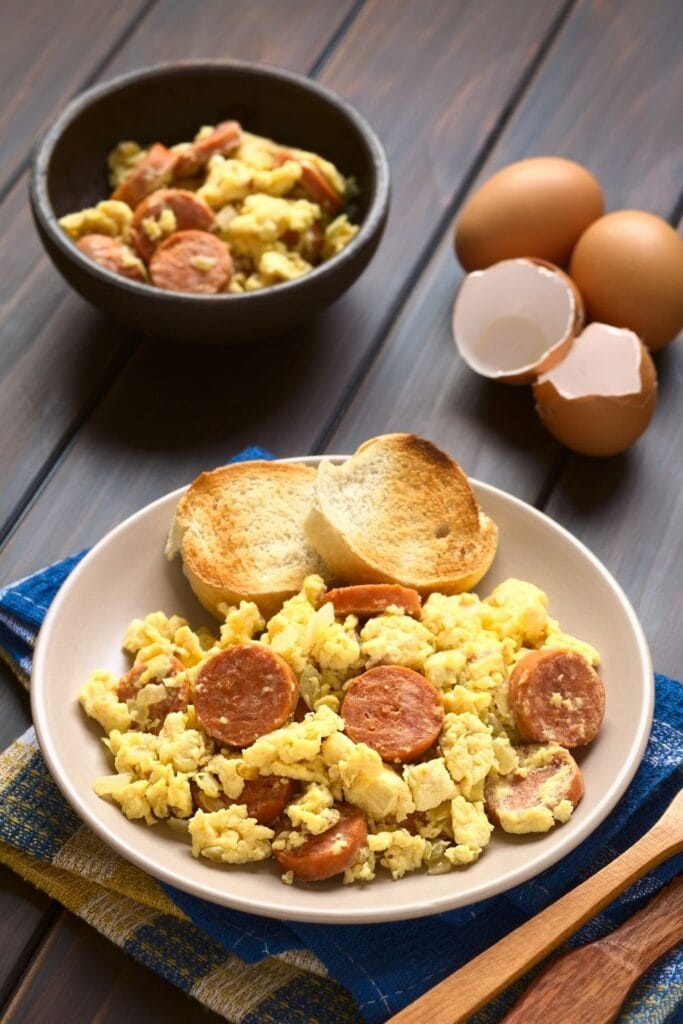 Polish Breakfast with Eggs and Sausage