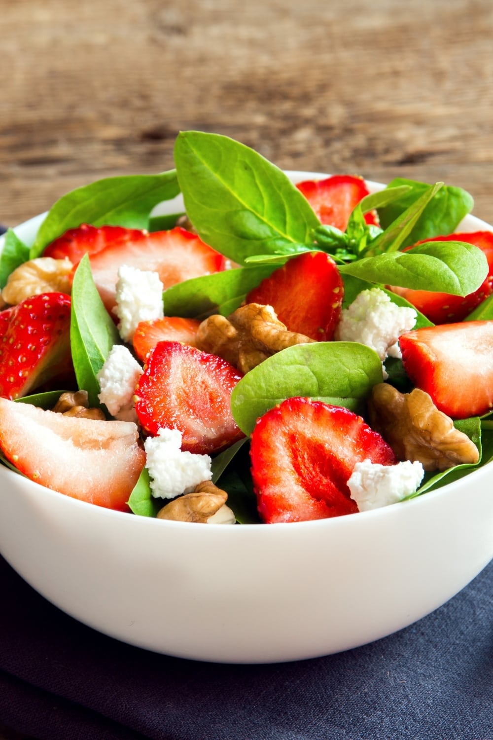 Strawberry Spinach Salad with Pecan Nuts and Feta Cheese