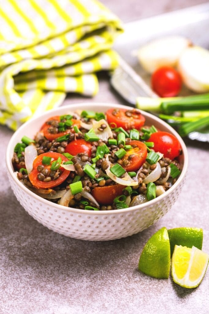 Bowl of Lentil Salad with Vegetables