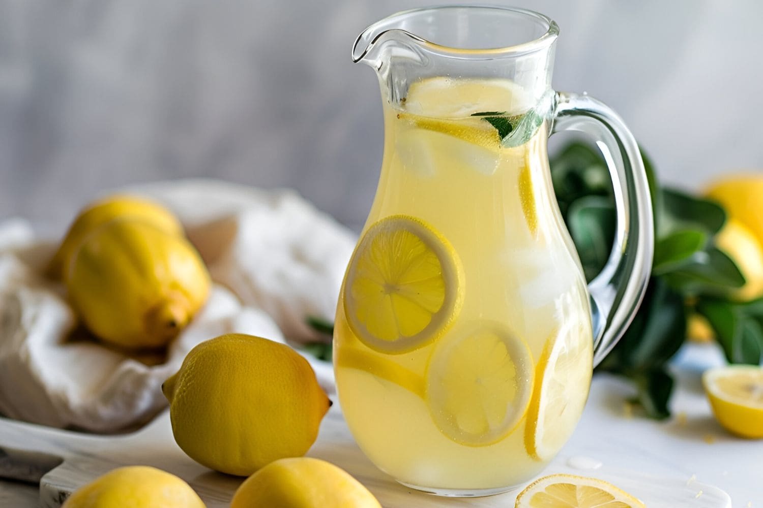 Chick-Fil-A Lemonade in a Pitcher with Lemons
