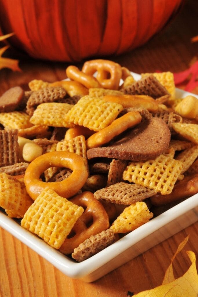 Fall Snack Mix: Pretzels, Rice Cereals and Nuts