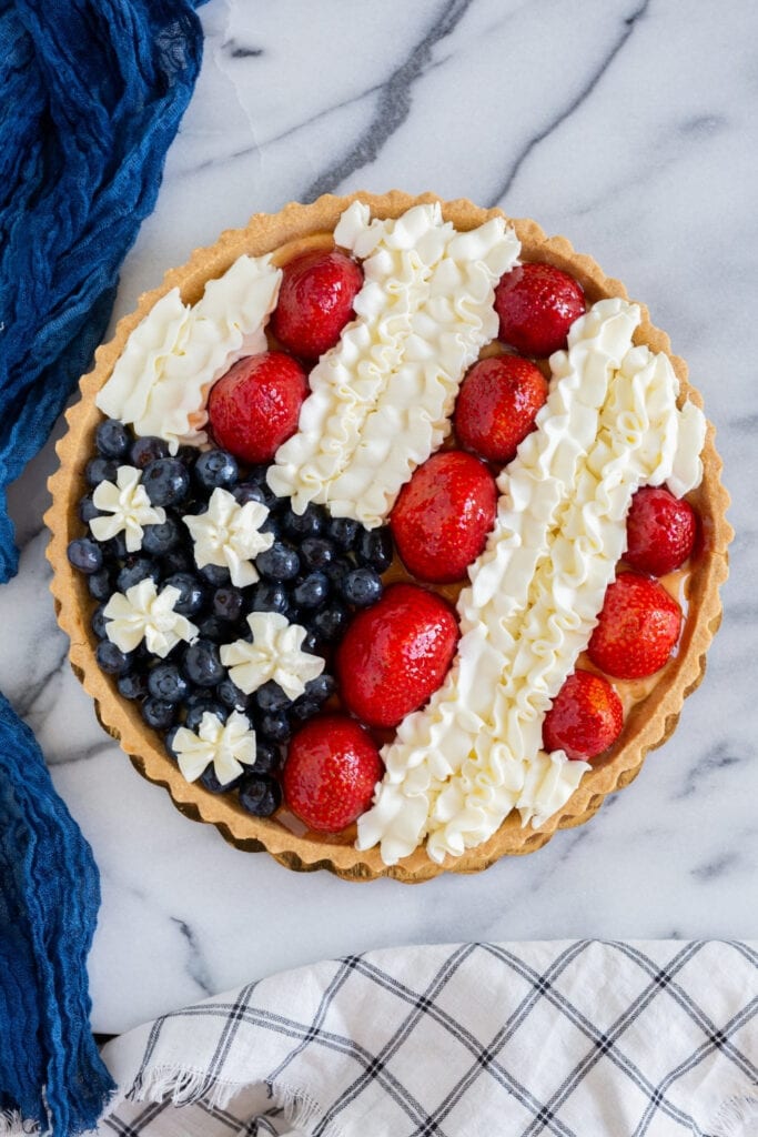 Fruit Tart Dessert with Berries and Whipped Cream