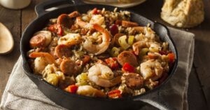 Spicy Homemade Cajun Jambalaya with Sausage and Shrimp