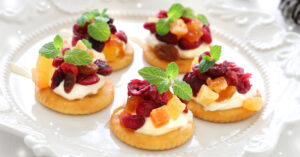 Homemade Canapes with Cranberries and Cream Cheese