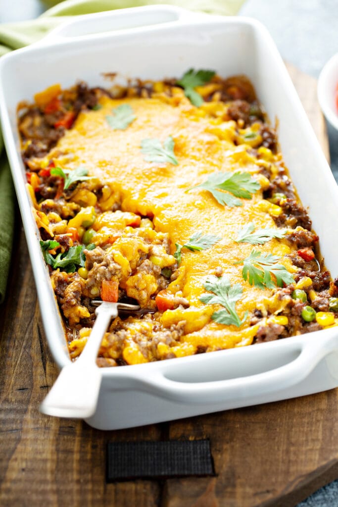 Mexican Meat Casserole with Corn and Cheese