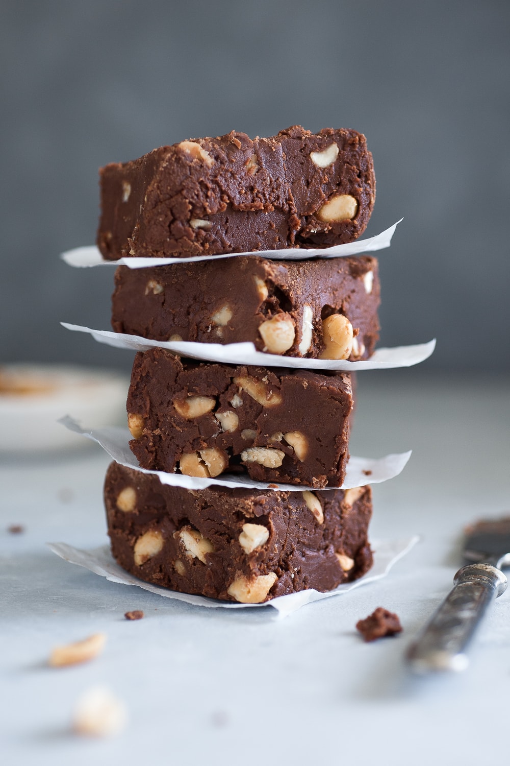 Stack of Fantasy Fudge Slices Filled With Nuts