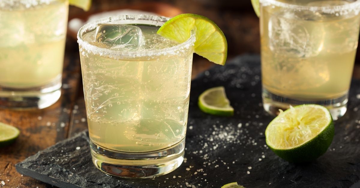 A Glass of Classic Margarita with Lime and Salt