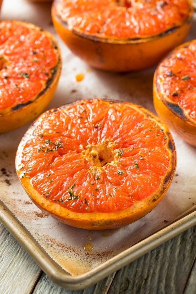 Baked Red Grapefruit with Honey and Thyme