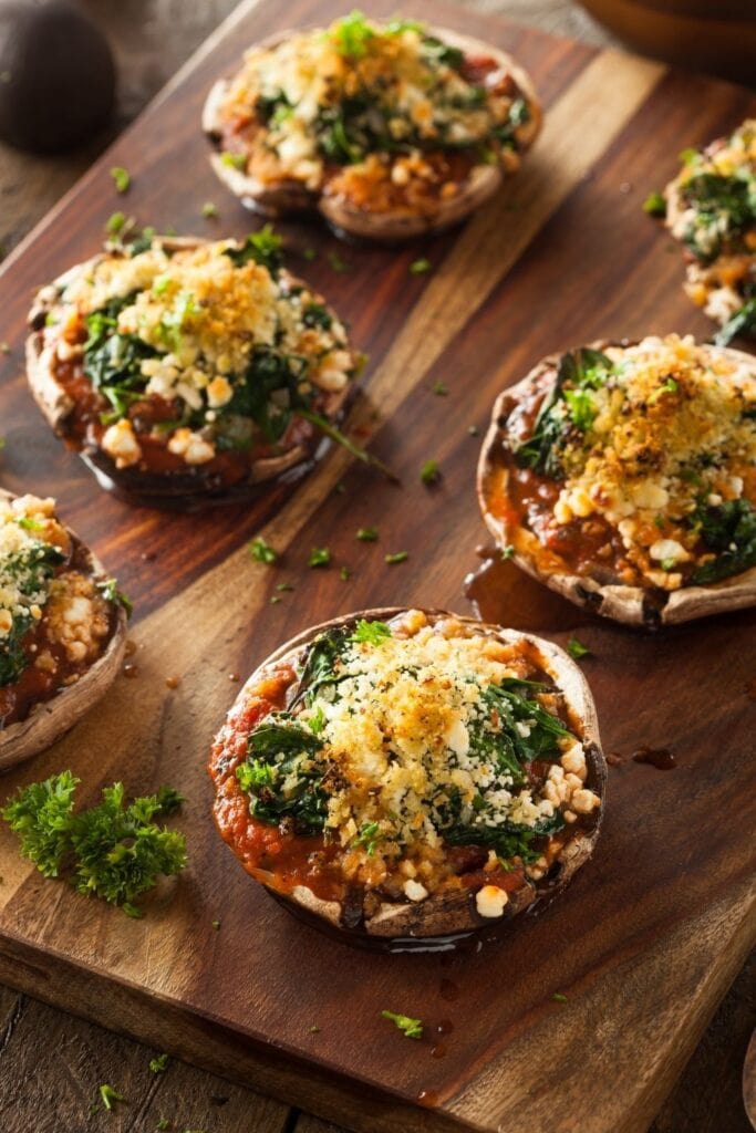 Baked Stuffed Portobello Mushrooms with Spinach and Cheese