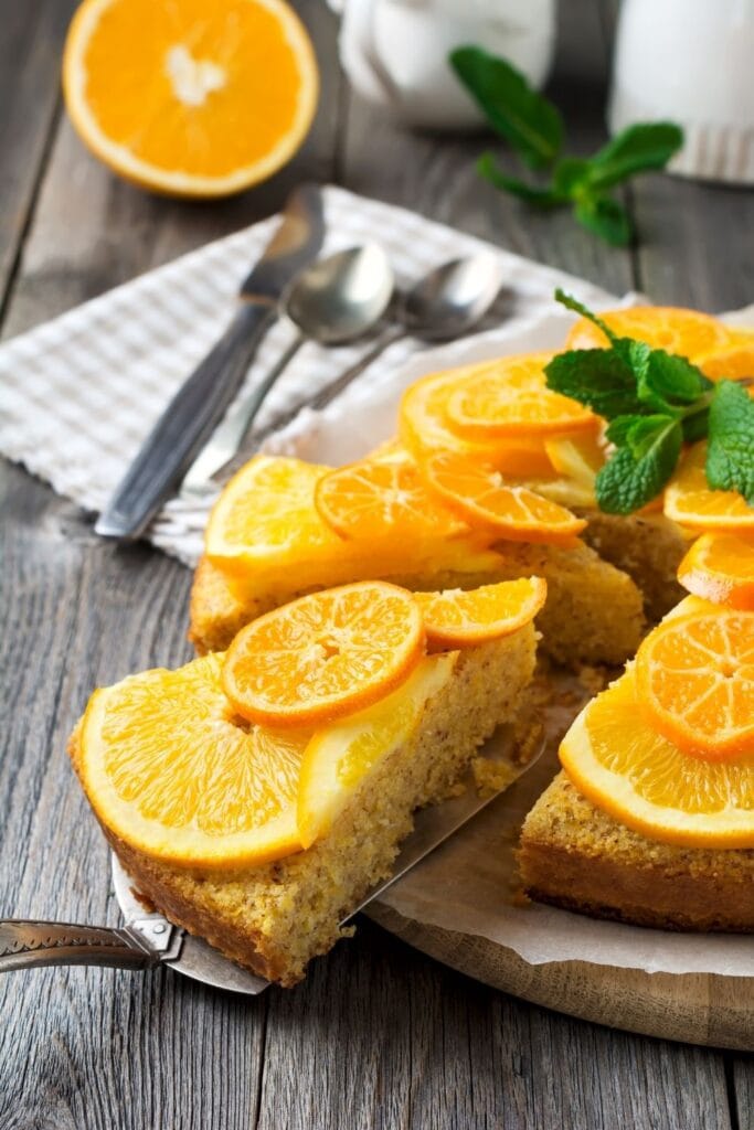 mandarin oranges on cake