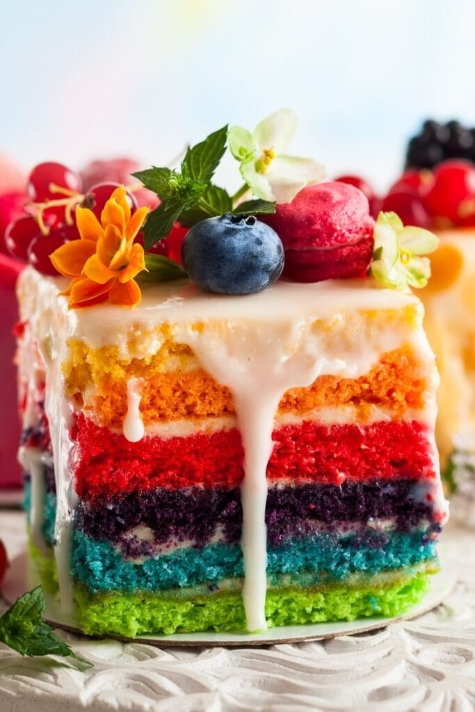 Sweet Rainbow Cake with Berries