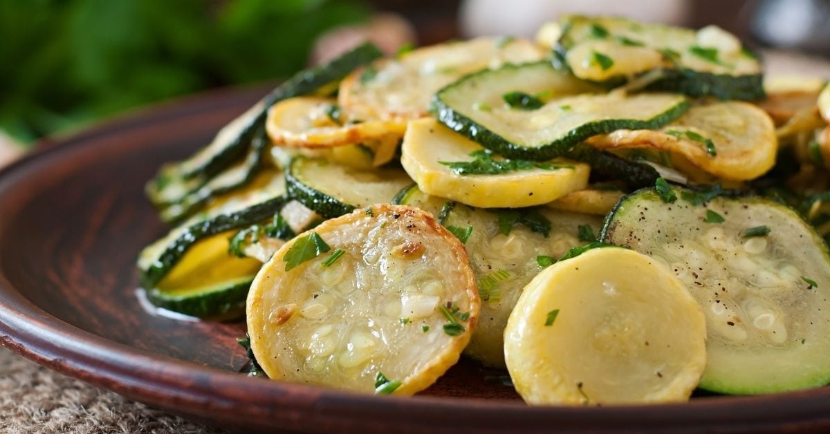 Warm Courgette Salad on a Plate