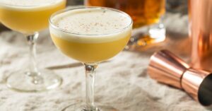 Bourbon Egg Flip Cocktail with Nutmeg