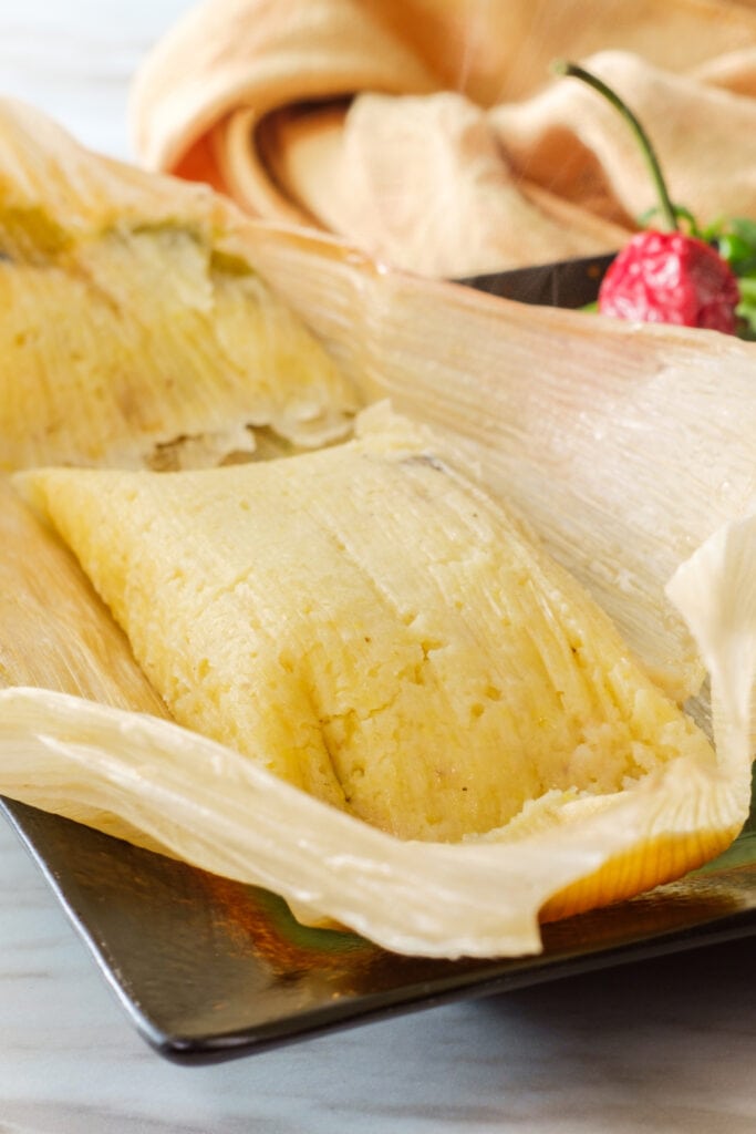 Cheesy Tamales in a Corn Husk