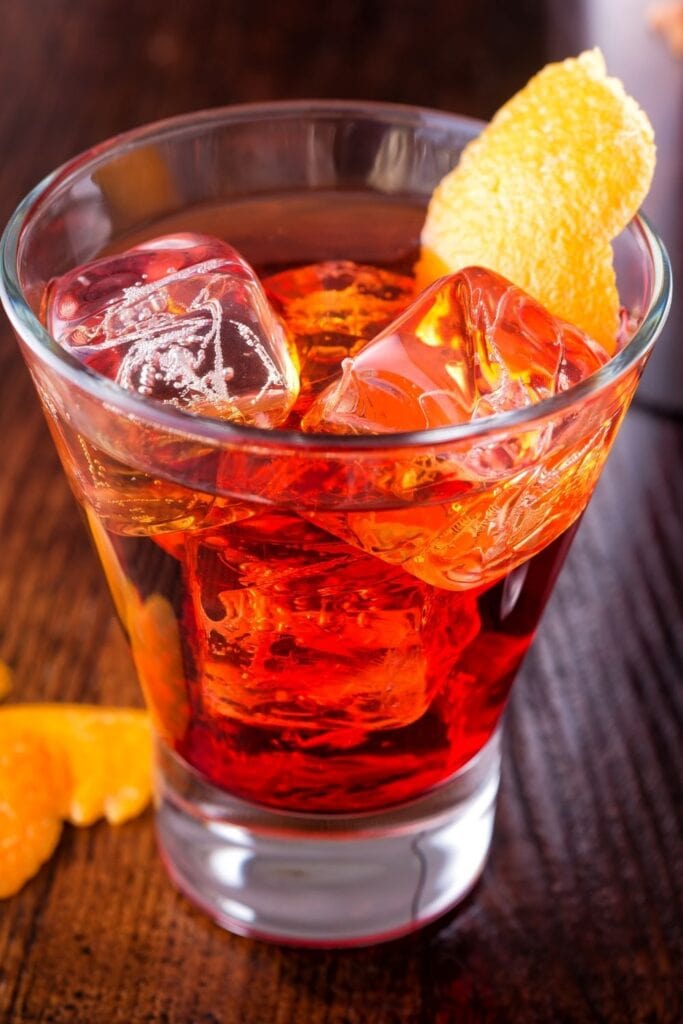 Cold Red Negroni Cocktail
