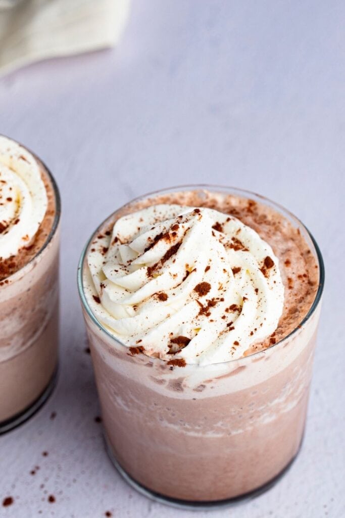 Frozen Hot Chocolate With Whipped Cream in a Glass
