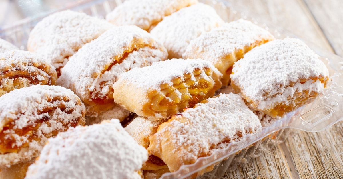 Homemade Armenian Gata Pastry with Powdered Sugar