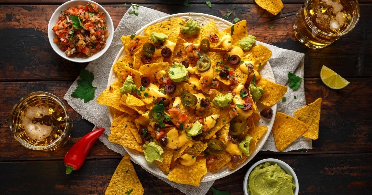 Homemade Nachos with Guacamole and Salsa