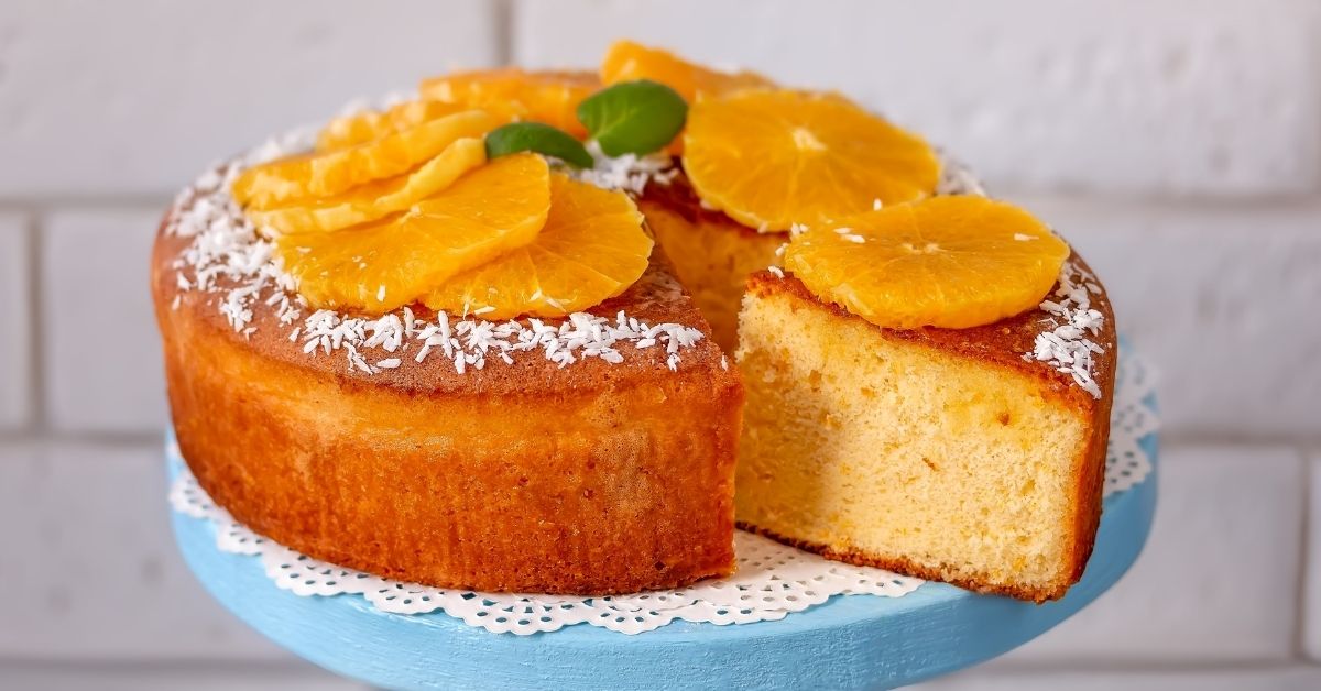 Homemade Orange Cake with Fresh Oranges and Coconut
