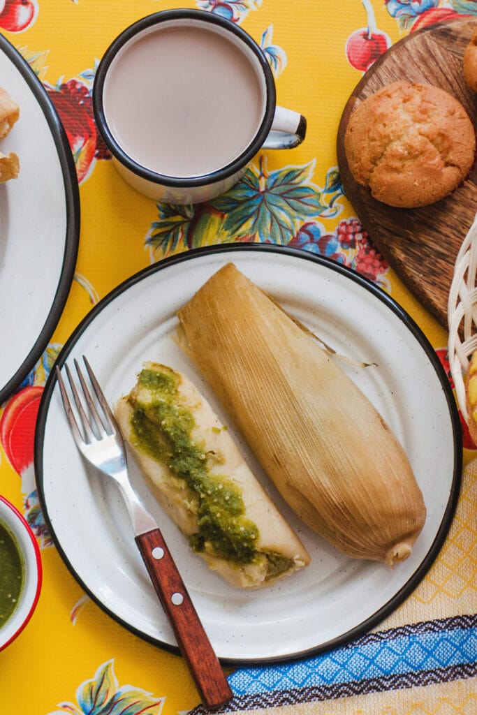 Mexican Tamales with Chili and Green Sauce