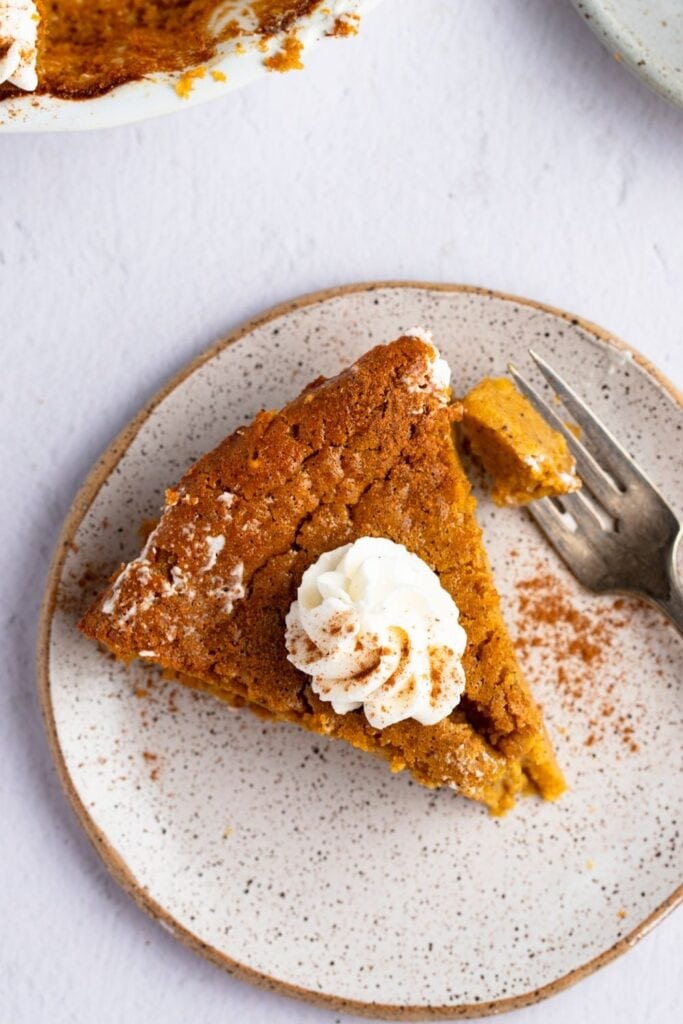 Impossible Pumpkin Pie Slice on a plate