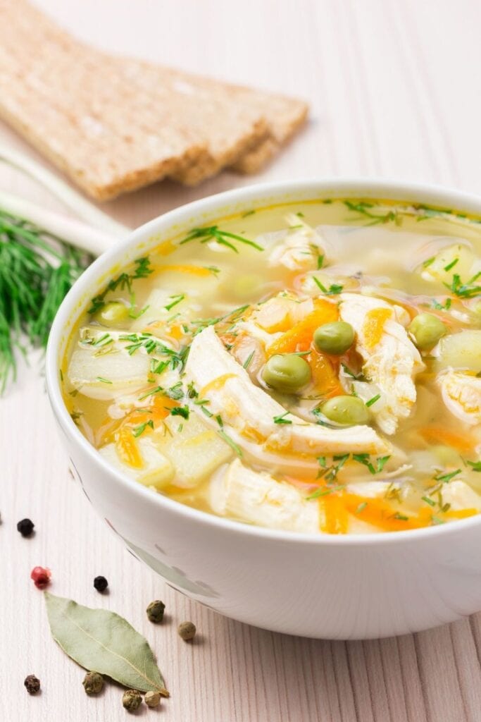 Warm Chicken Vegetables in a Bowl