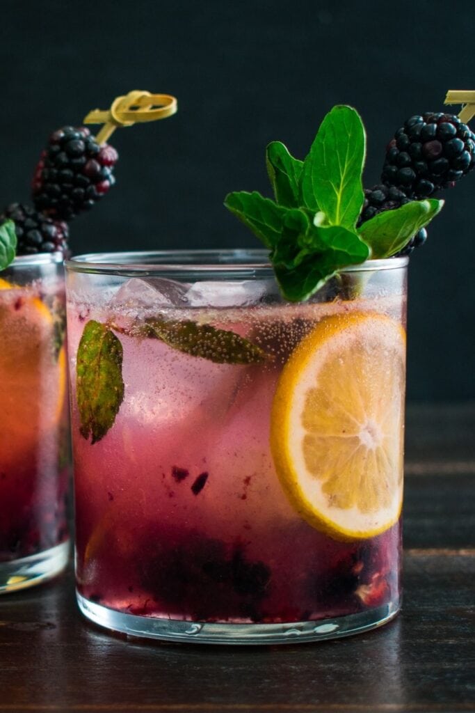 Blackberry Meyer Gin and Tonic Cocktail