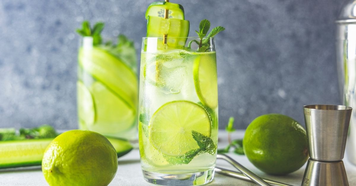 Cold Cucumber Lime Mojitos with Mint
