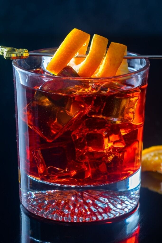 Cold Refreshing Negroni Cocktail with Orange Twist