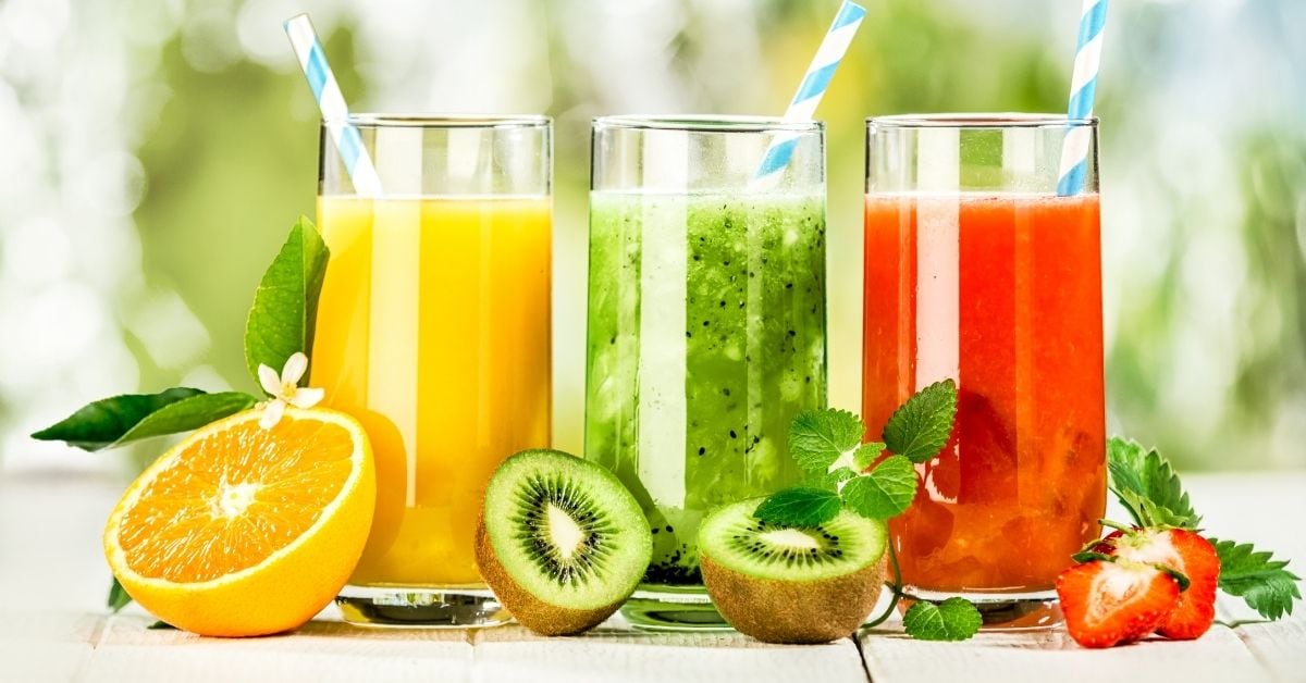 Delicious Fruit Juices: Orange, Kiwi and Strawberry