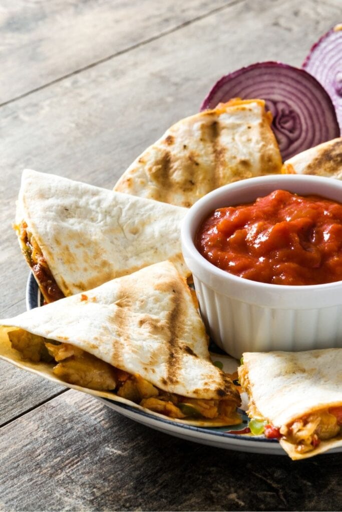 Homemade Chicken Quesadillas with Dipping Sauce