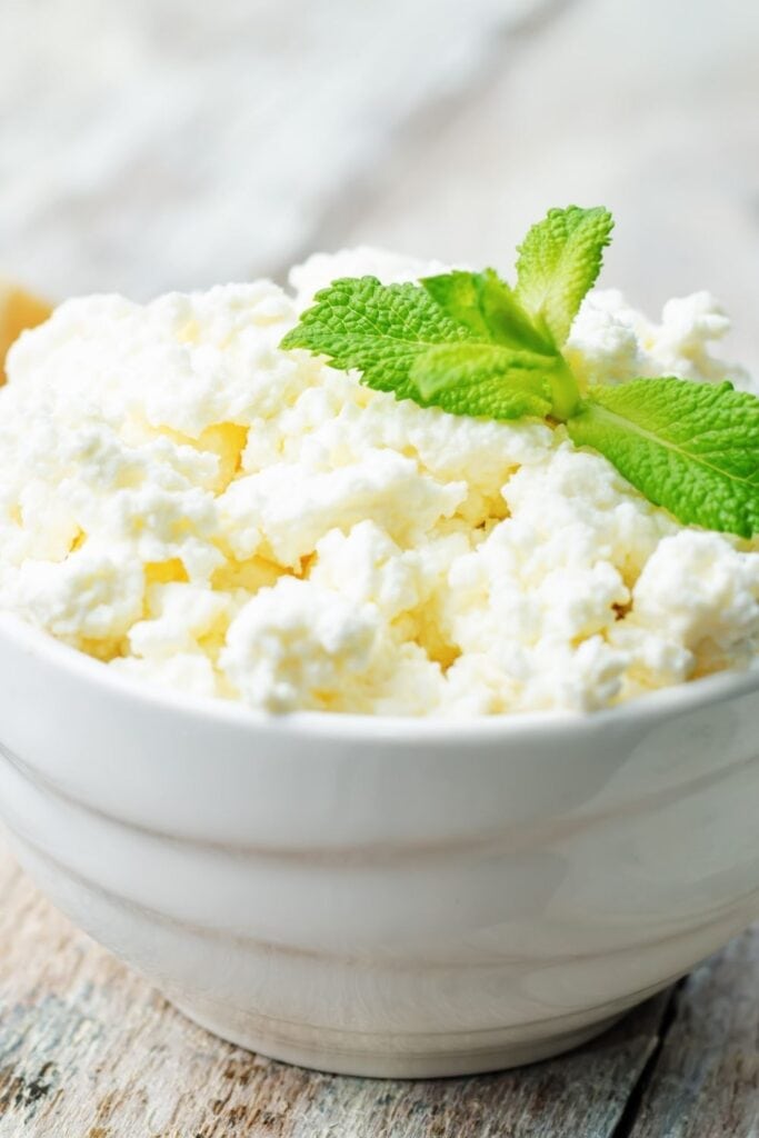 Homemade Ricotta Cheese with Mint