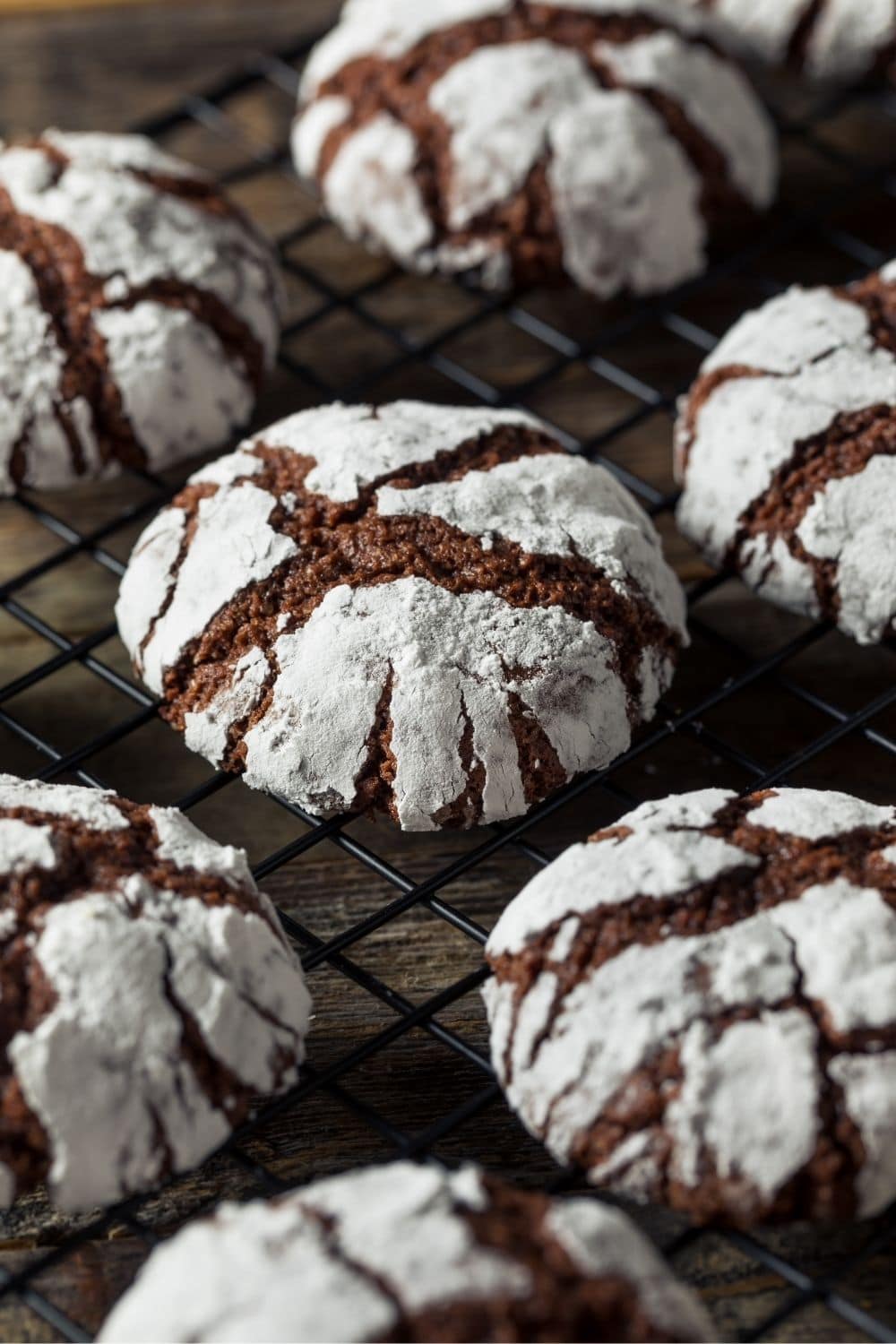 Crinkle cookies on cooling rack. 