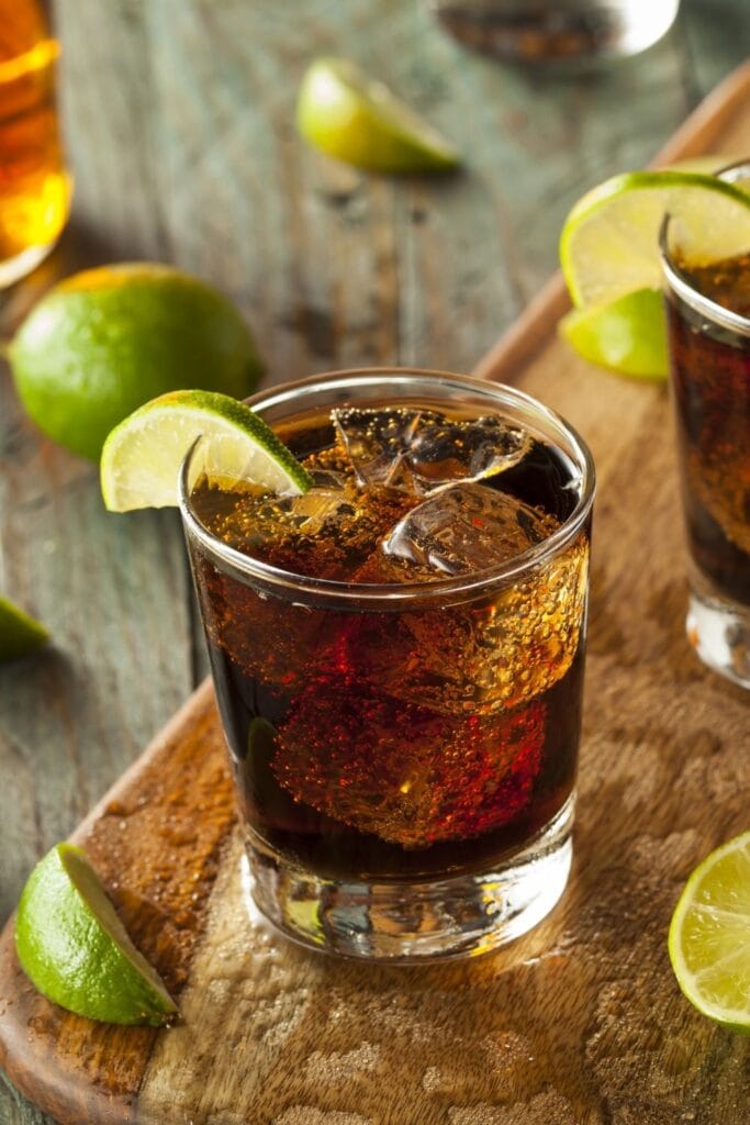 Rum and Cola Cuba Libre with Lime and Ice