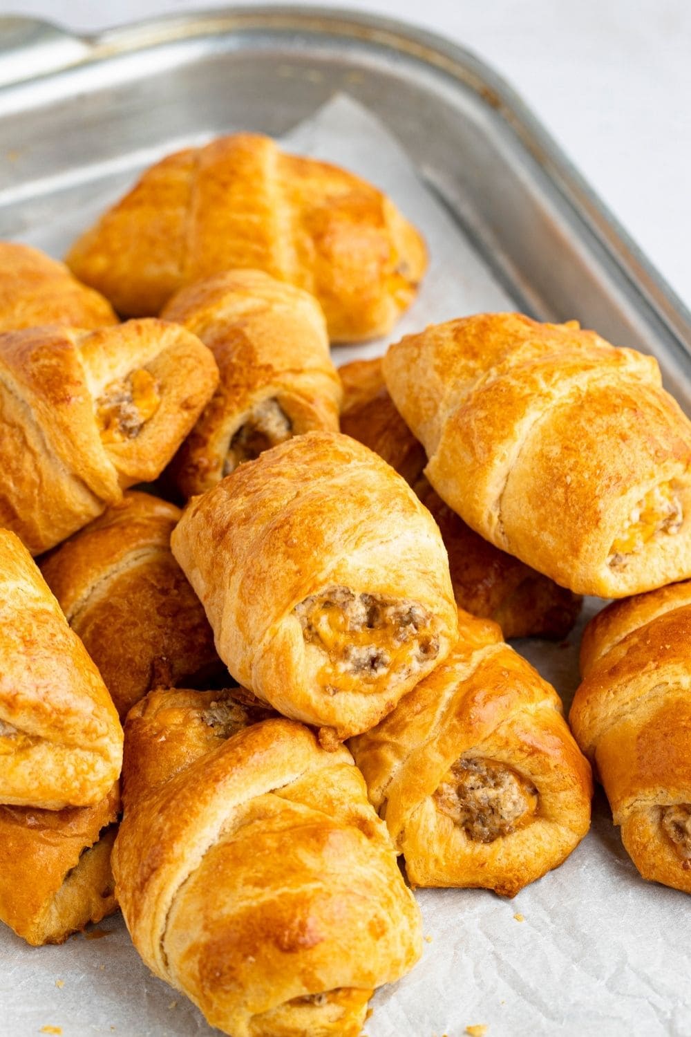 Sausage Cream Cheese Crescent Rolls in a Baking Sheet