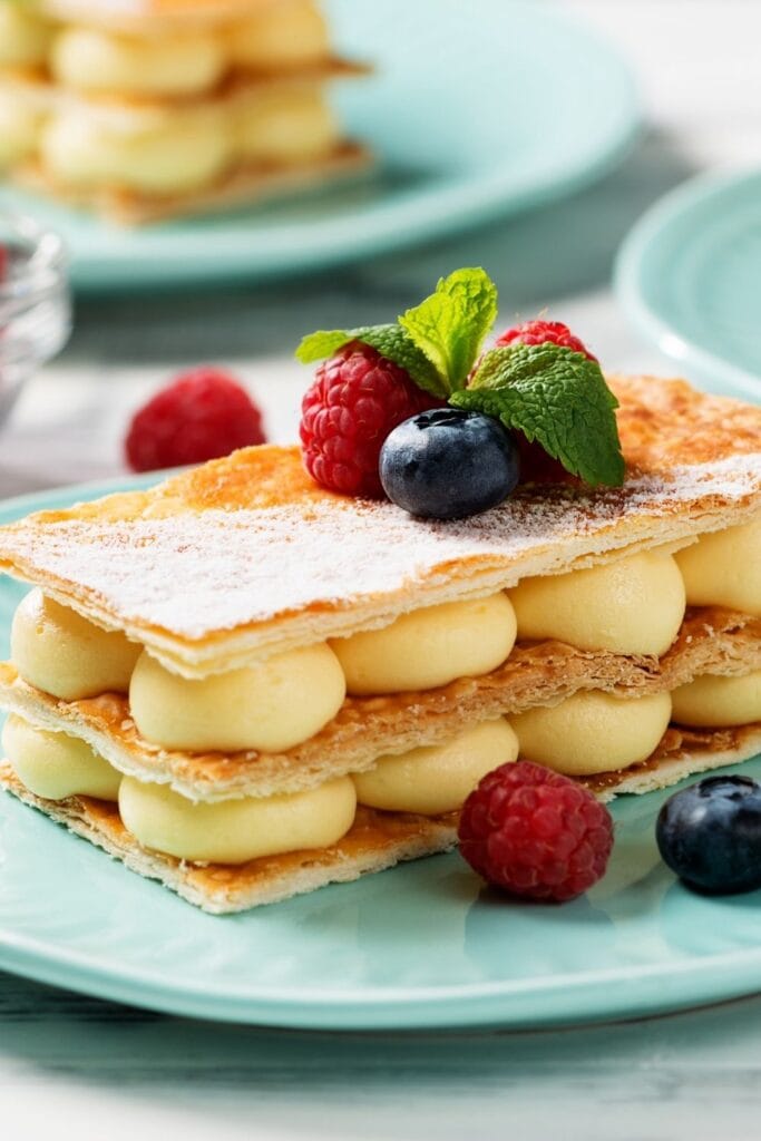 Sweet Mille-Feuille with Vanilla Cream and Fresh Berries