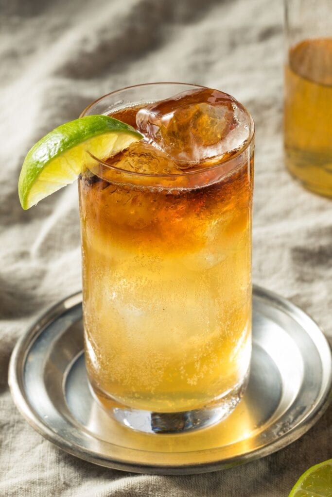 Boozy Rum Dark and Stormy Cocktail with Lime