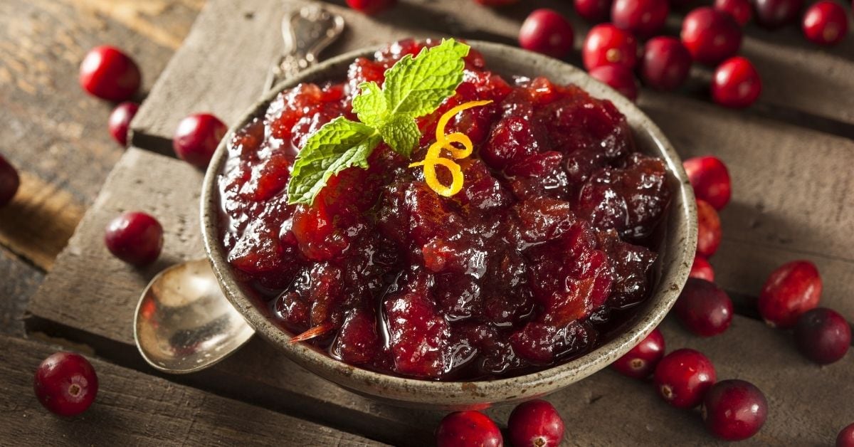 Bowl of Organic Cranberry Sauce