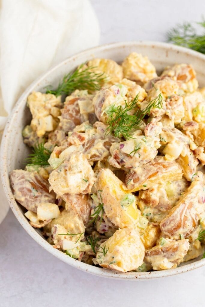 Creamy Potato Salad with Dill, Onions and Bacon