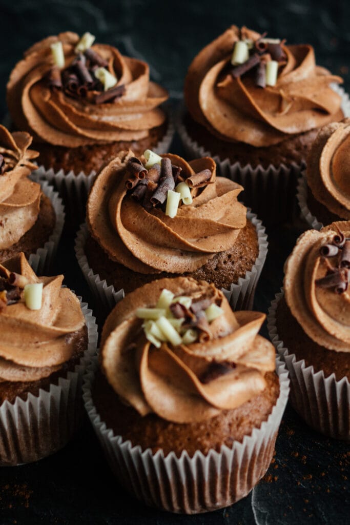 Cupcakes with Chocolate Cream and Strawberry Filling