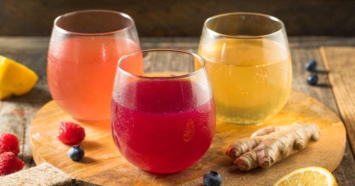 Homemade Boozy Kombucha Cocktail with Fresh Berries