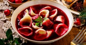 Homemade Beetroot Borscht Soup in a Bowl