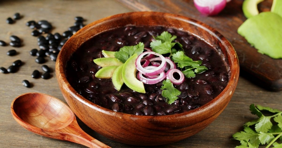 Homemade Black Bean Soup with Avocados