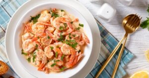 Homemade Creamy Garlic Shrimp in a Bowl