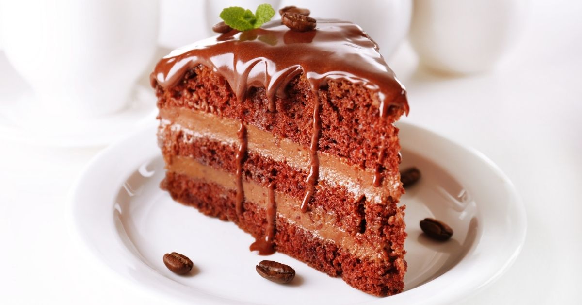 Homemade Sweet Layered Chocolate Cake in a Plate