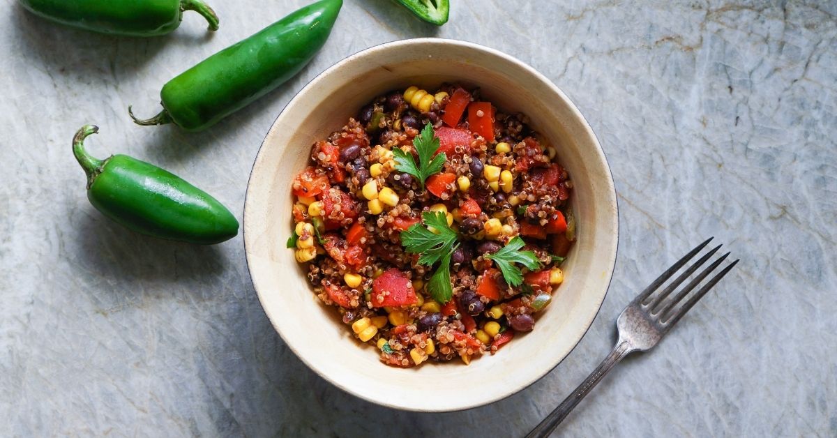 Quinoa Salad with Chili in a Bowl