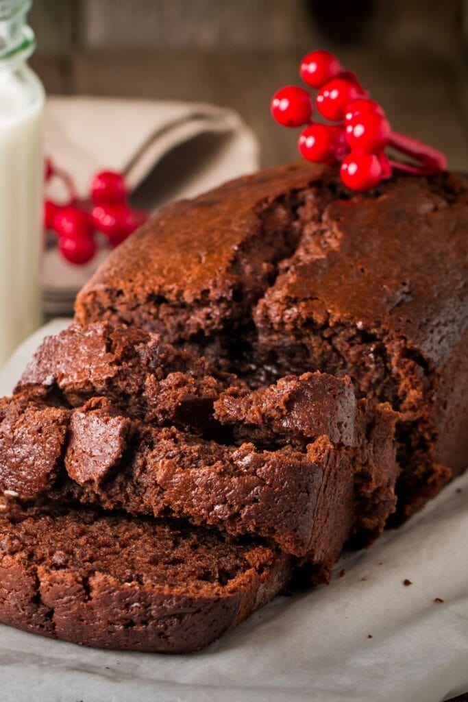 Homemade Chocolate Loaf Cake with Milk