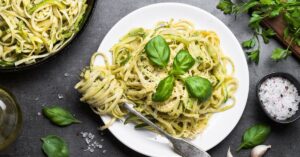 Homemade Pasta Zucchini in a Plate